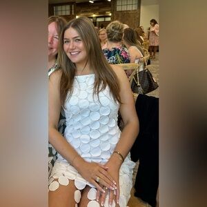 Main Strip Ivory Circle Pattern Dress